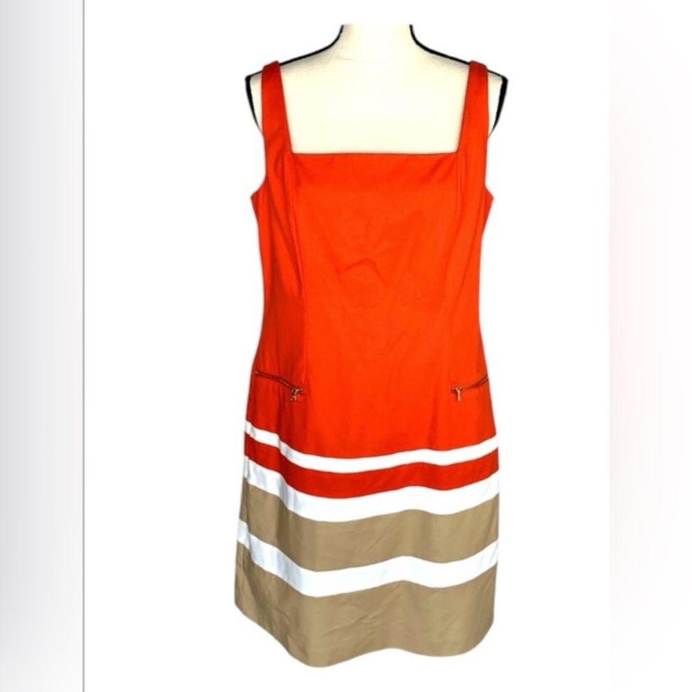 RLX Ralph Lauren Orange and White Embellished Sheath Dress